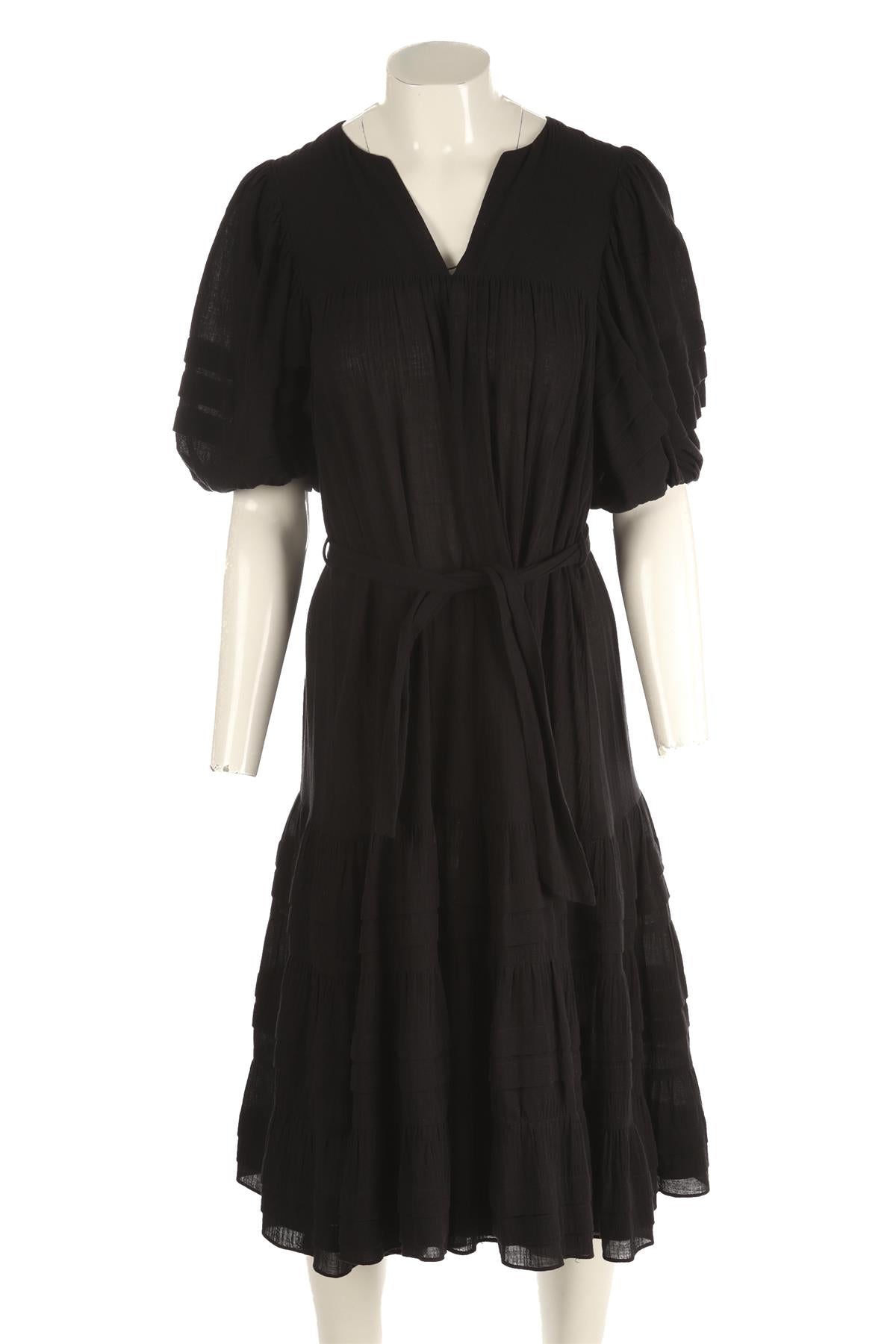 ZIMMERMANN BLACK COTTON MAXI DRESS UK 8