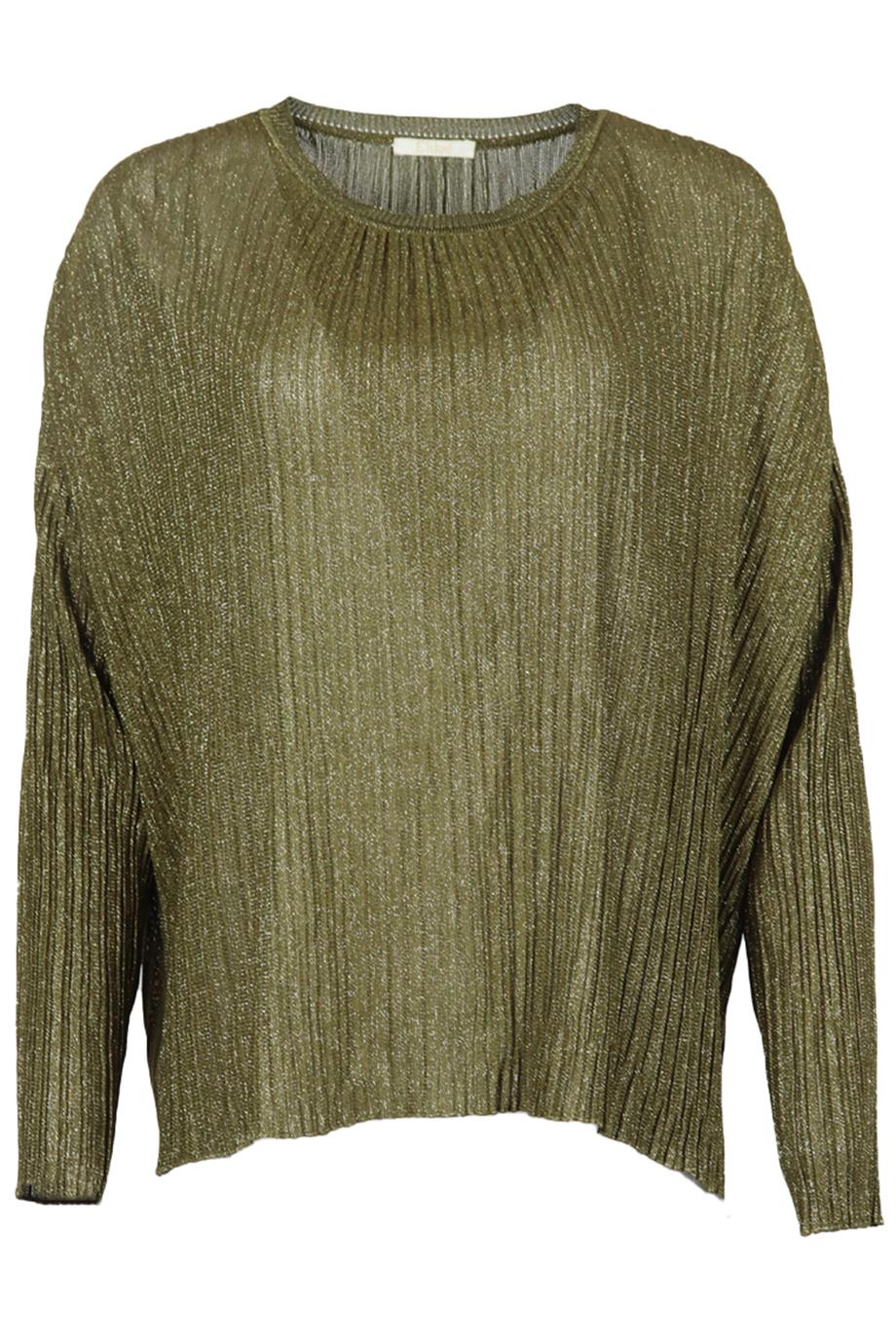 CHLOÉ METALLIC RIBBED KNIT TOP SMALL