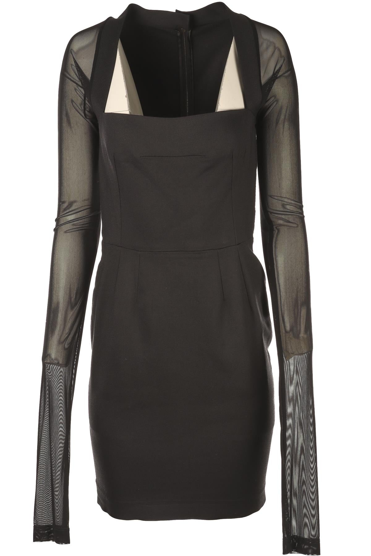 DOLCE & GABBANA BLACK CREPE MIDI DRESS IT 42 UK 10