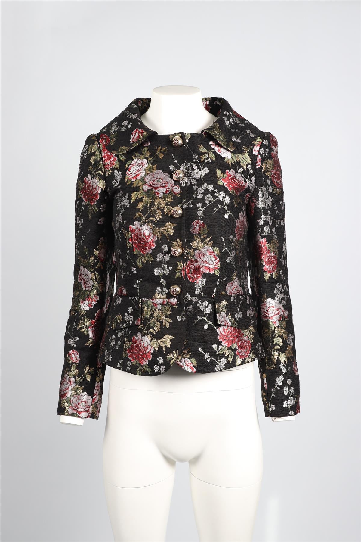 DOLCE & GABBANA BLACK BROCADE JACKET IT 40 UK 8