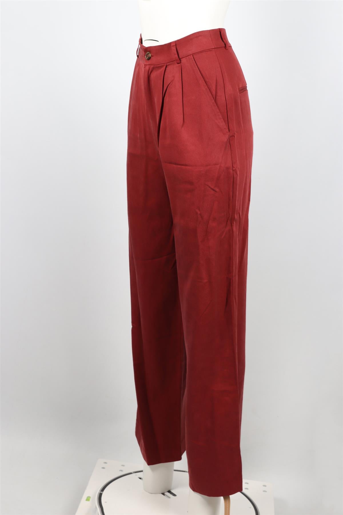 REFORMATION RED WOVEN STRAIGHT LEG PANTS US 2 UK 6