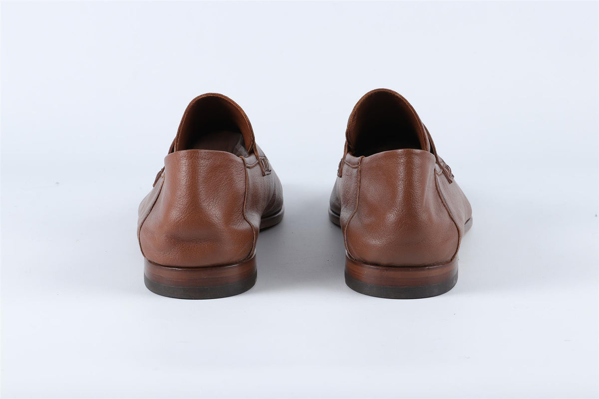 HARRYS OF LONDON BROWN MEN'S LEATHER LOAFERS UK 10 EU 44 US 11