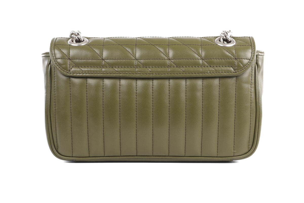 GUCCI GREEN ARIA MARMONT SMALL LEATHER SHOULDER BAG