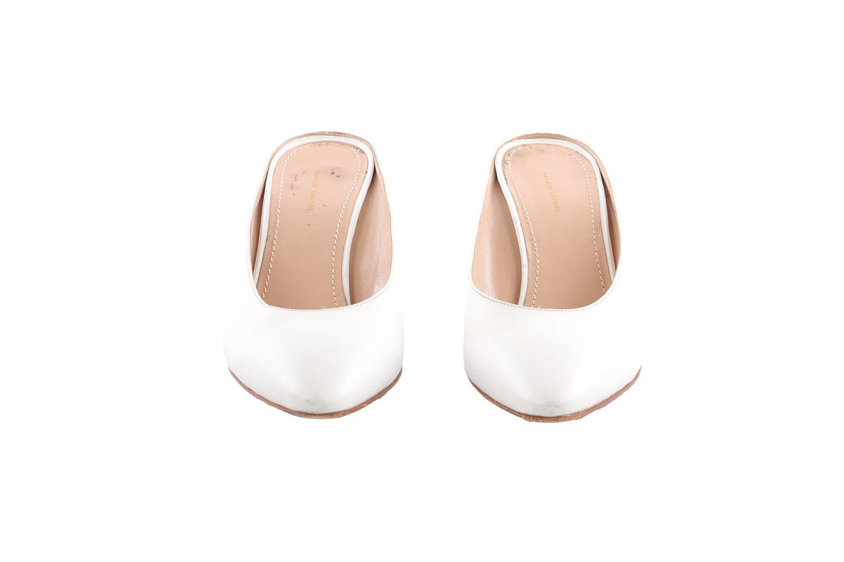MANSUR GAVRIEL WHITE LEATHER MULES EU 38