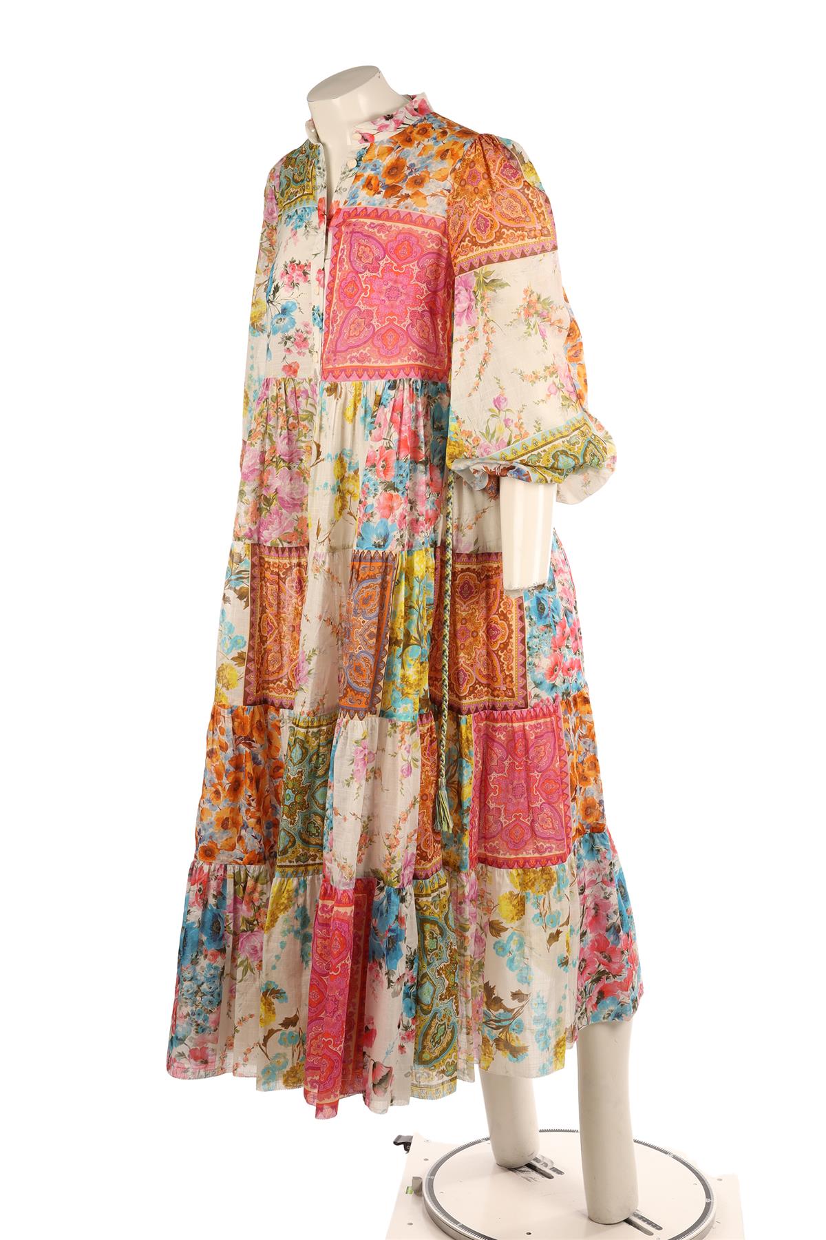 ZIMMERMANN MULTI COTTON MAXI DRESS 0 UK 8