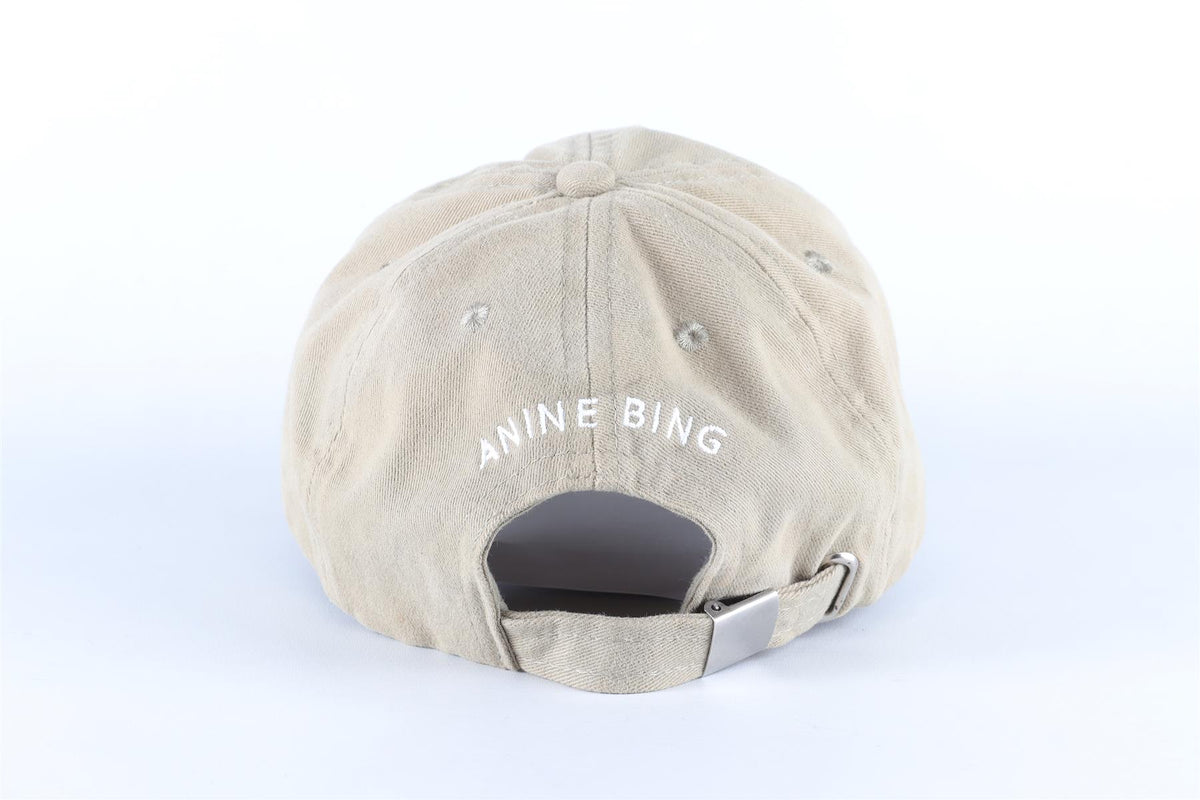 ANINE BING KHAKI COTTON BASEBALL CAP ONE SIZE