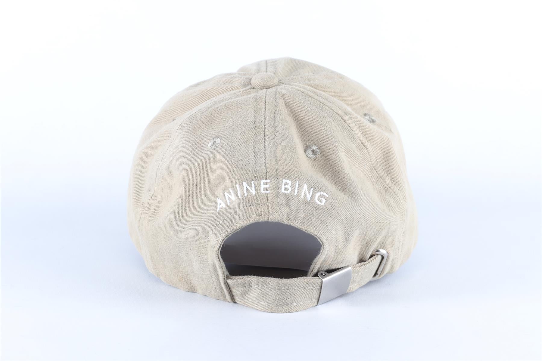 ANINE BING KHAKI COTTON BASEBALL CAP ONE SIZE