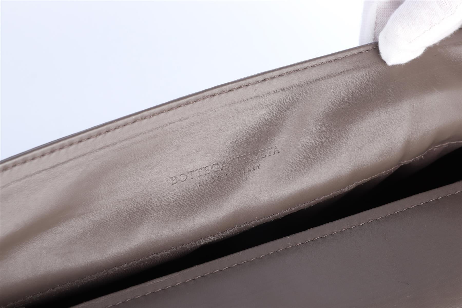 BOTTEGA VENETA GREY INTRECCIATO LEATHER BRIEFCASE