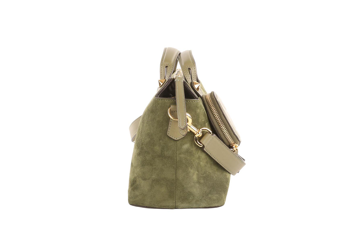 FENDI GREEN BY THE WAY MEDIUM SUEDE SHOULDER BAG
