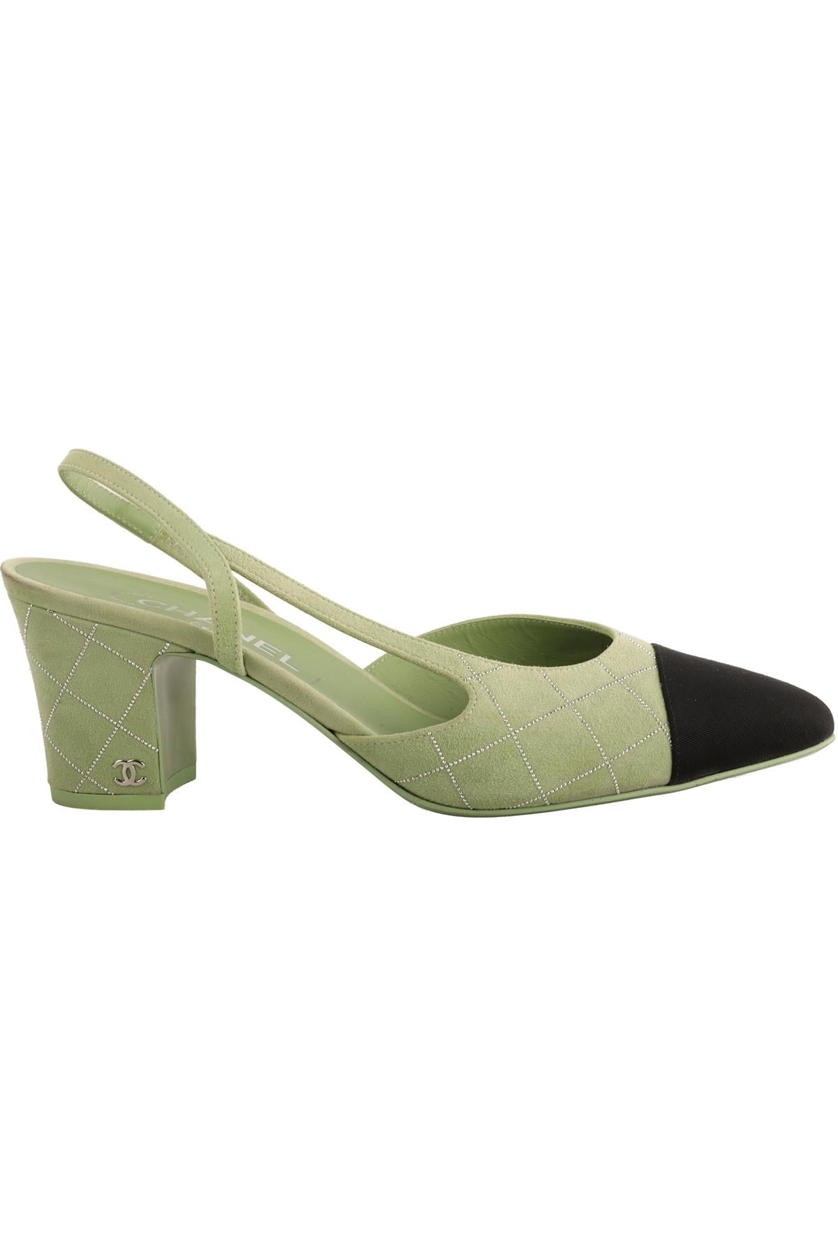 CHANEL GREEN 2025 SUEDE SLINGBACK PUMPS EU 40 UK 7 US 10