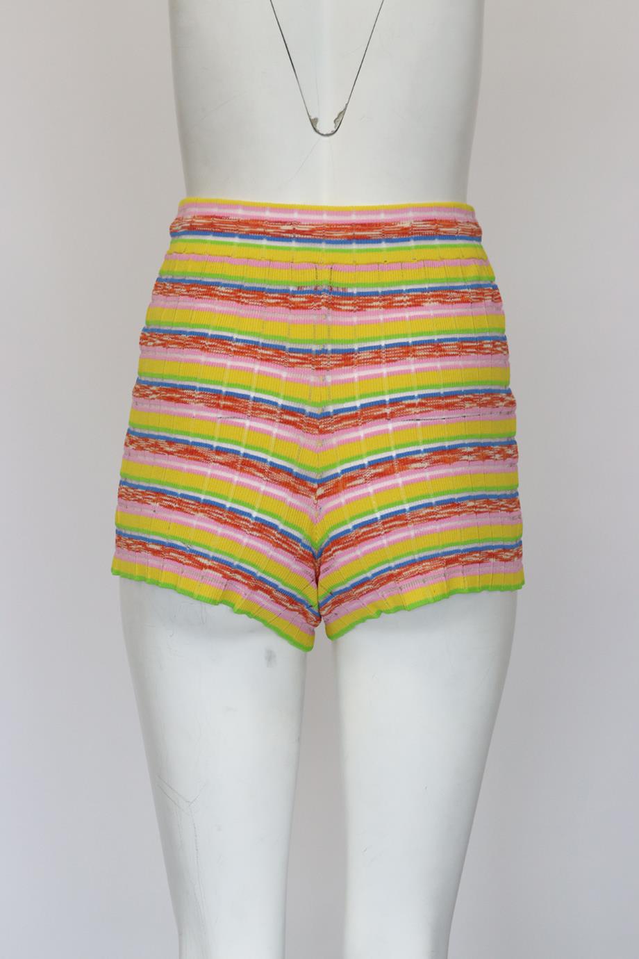 SOLID AND STRIPED STRIPED KNIT SHORTS XSMALL