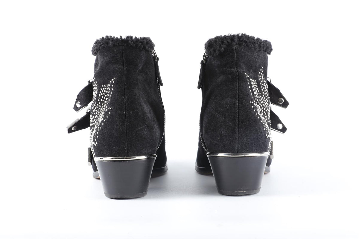 CHLOÉ BLACK SUSANNA SUEDE ANKLE BOOTS EU 39 UK 6 US 9
