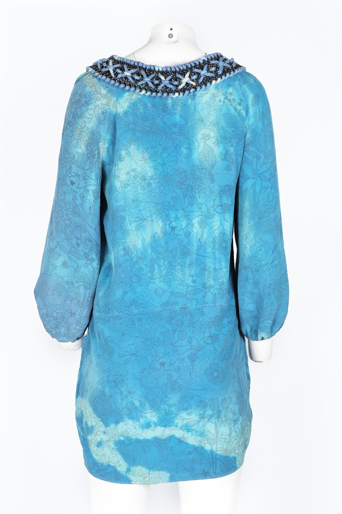 BALMAIN BLUE SILK MINI DRESS FR 38 UK 10