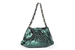 ZAGLIANI GREEN PYTHON SHOULDER BAG