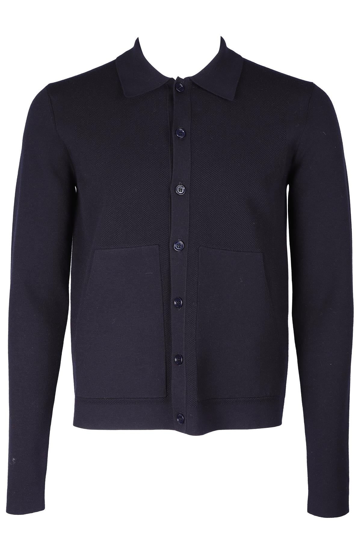 DRIES VAN NOTEN NAVY MEN'S COTTON CARDIGAN SMALL