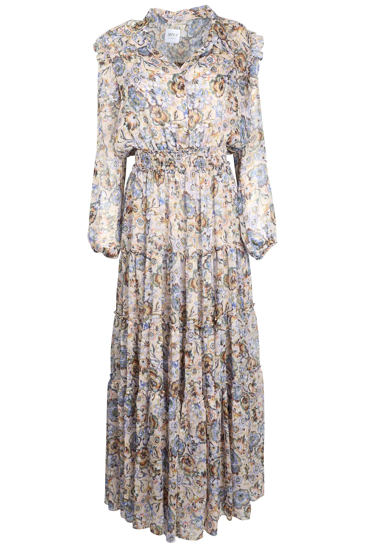 MISA LOS ANGELES BLUE CHIFFON MAXI DRESS MEDIUM