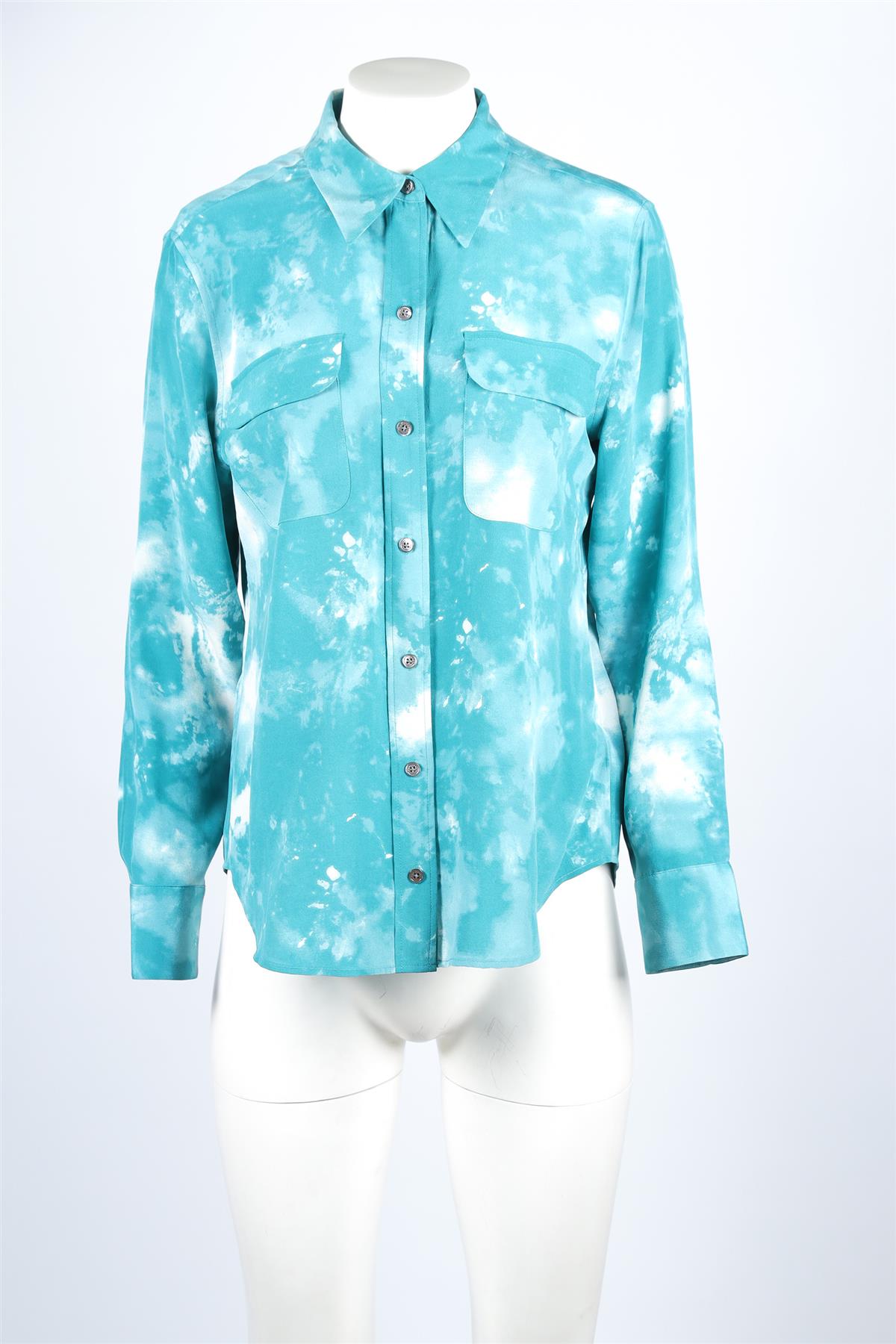 Equipment Blue Silk Shirt LARGE