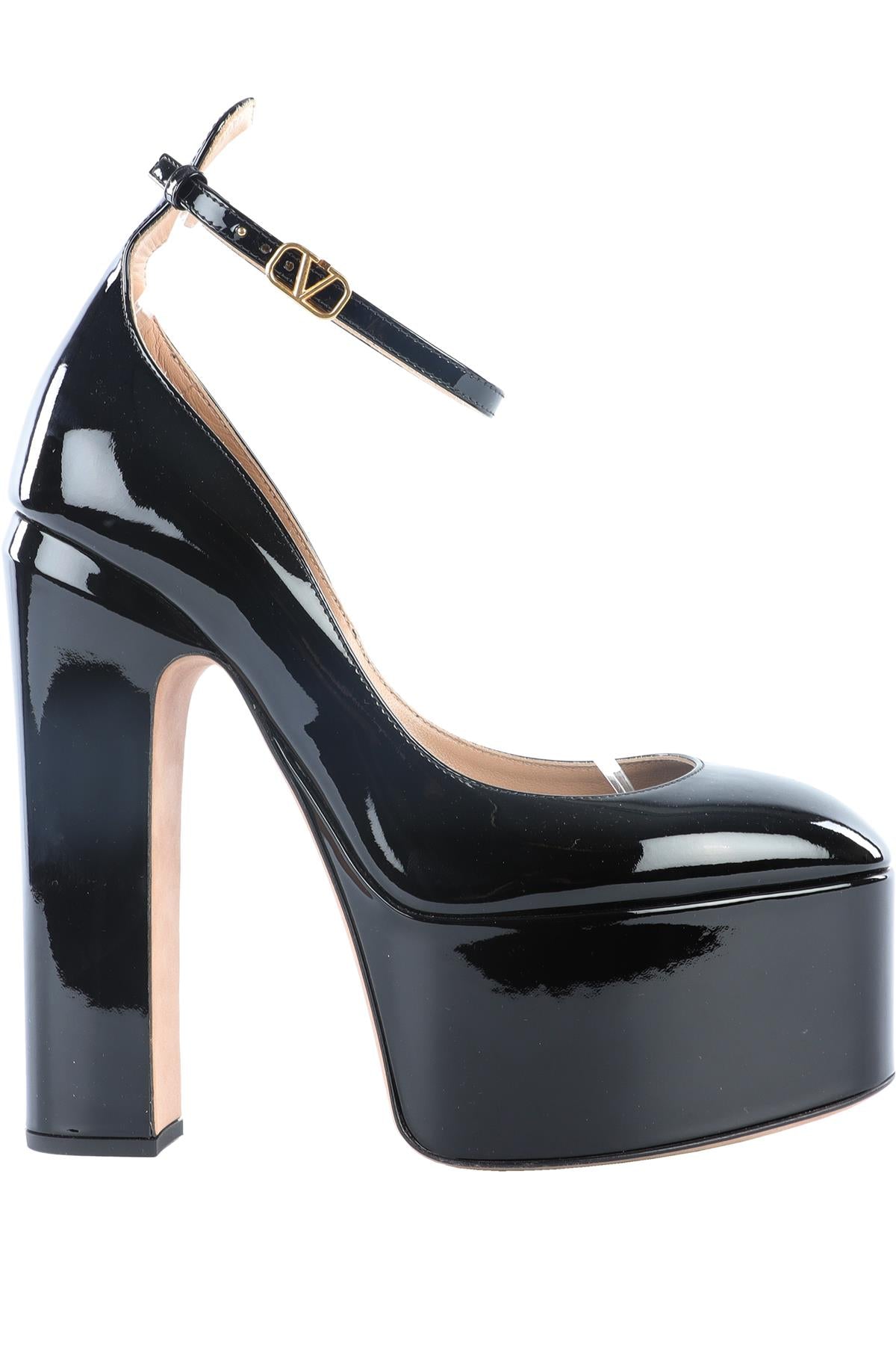 VALENTINO GARAVANI BLACK PATENT LEATHER PLATFORM PUMPS EU 38.5 UK 5.5 US 8.5