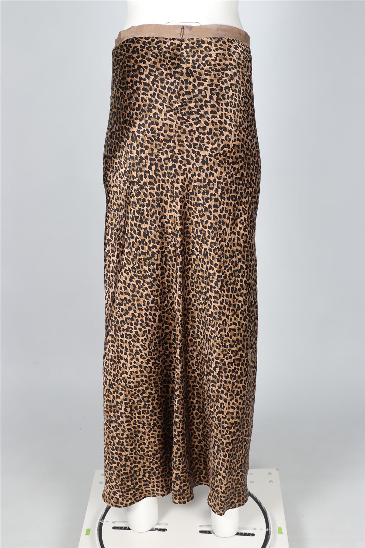 NILI LOTAN BROWN SILK MAXI SKIRT US 10 UK 14