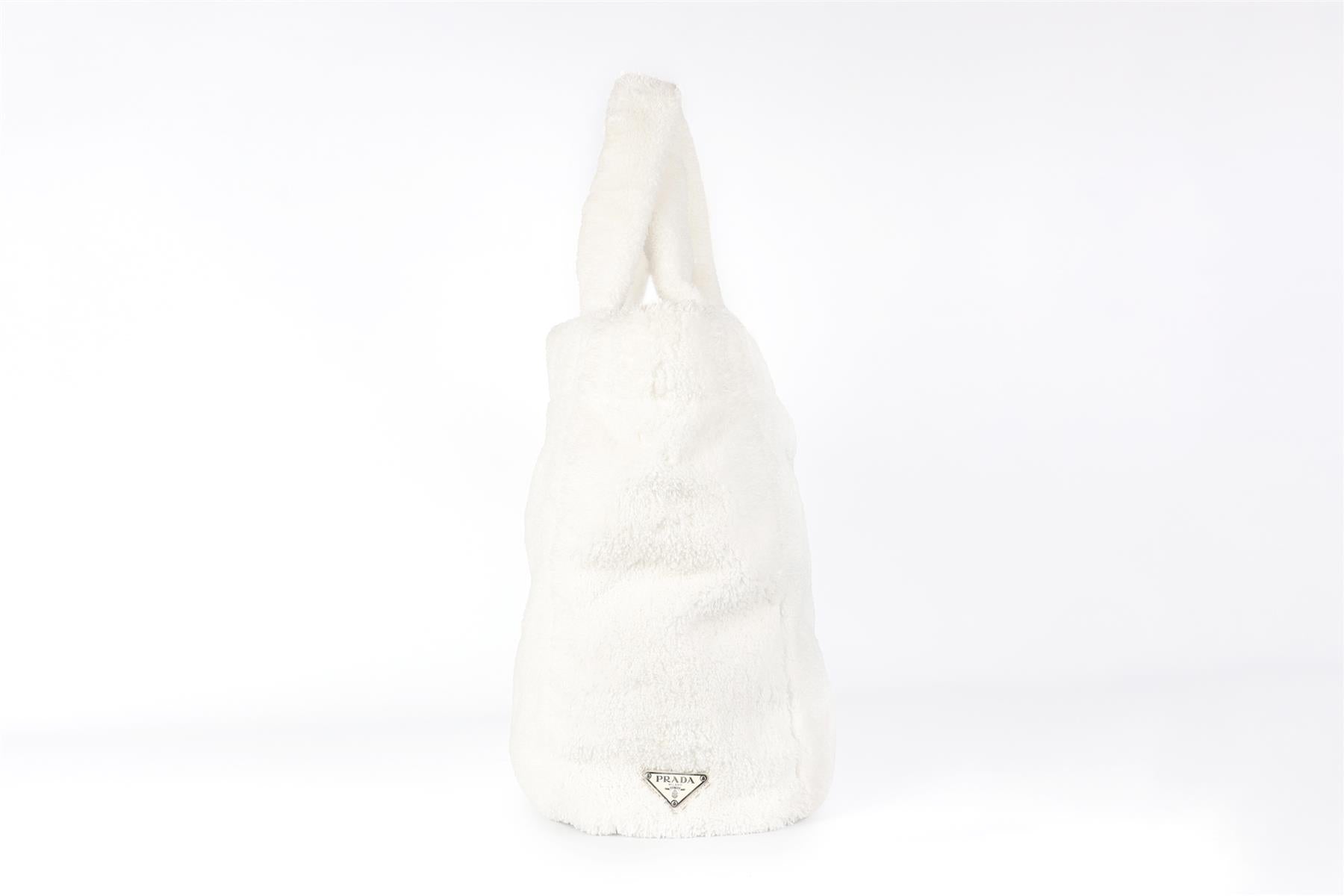 PRADA WHITE TERRY CLOTH TOTE BAG