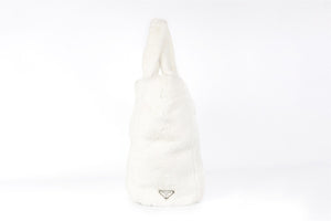 PRADA WHITE TERRY CLOTH TOTE BAG