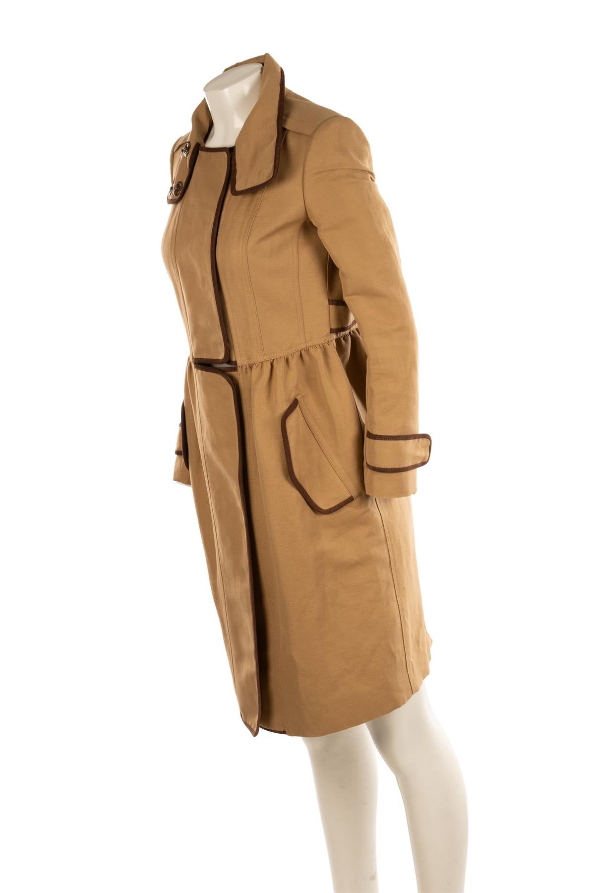 BURBERRY BEIGE LINEN TRENCH COAT IT 42 UK 10