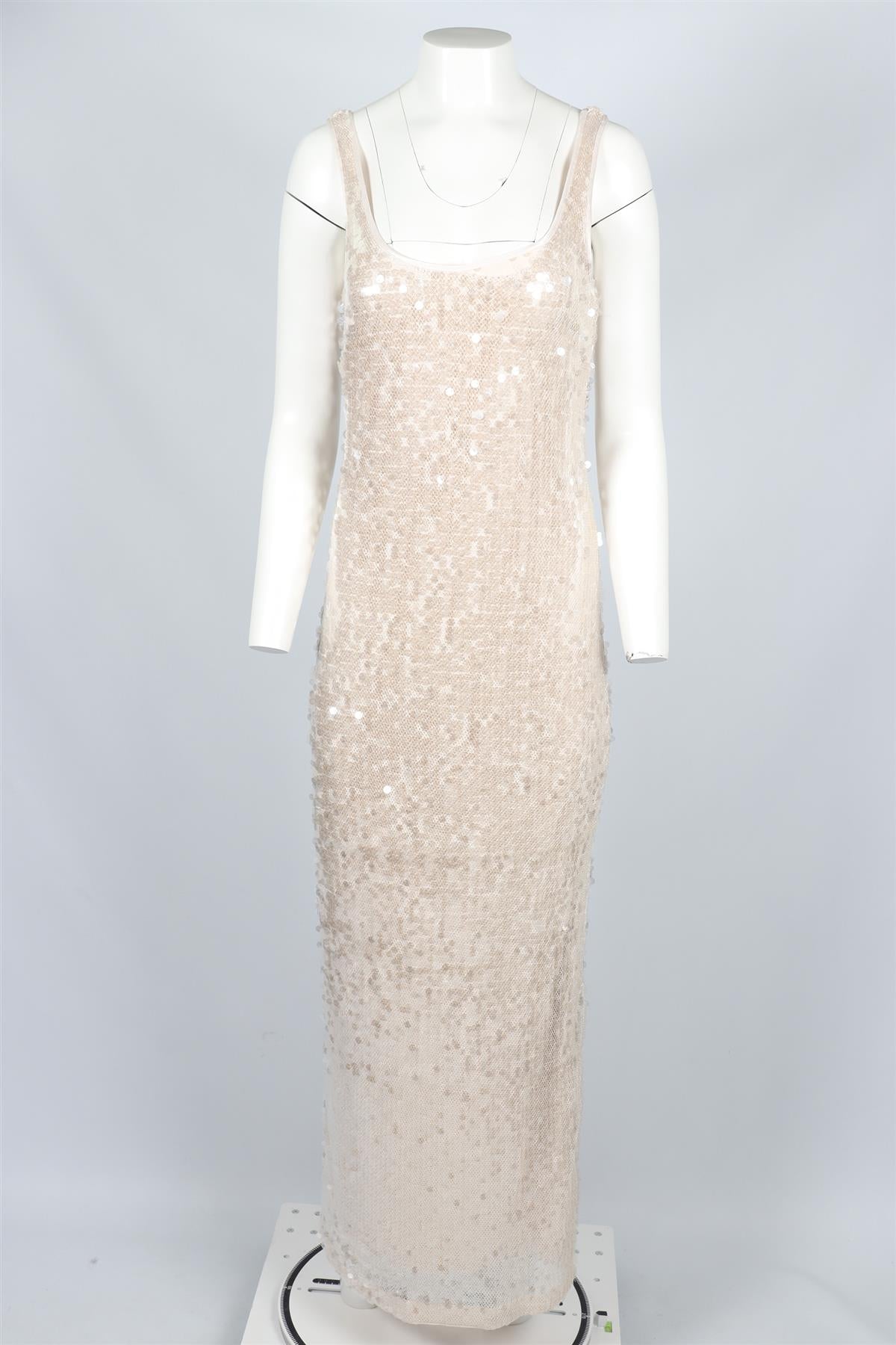 SIMKHAI CREAM SEQUIN MAXI DRESS US 2 UK 6