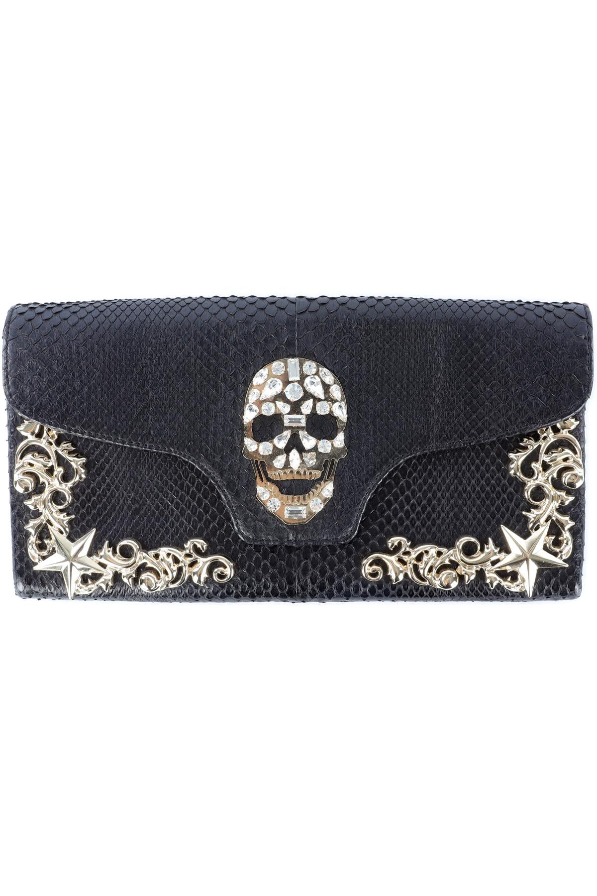 PHILIPP PLEIN BLACK PYTHON CLUTCH