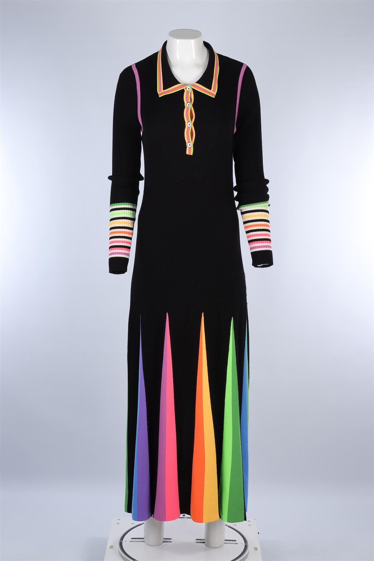 CHRISTOPHER JOHN ROGERS BLACK WOOL MAXI DRESS LARGE