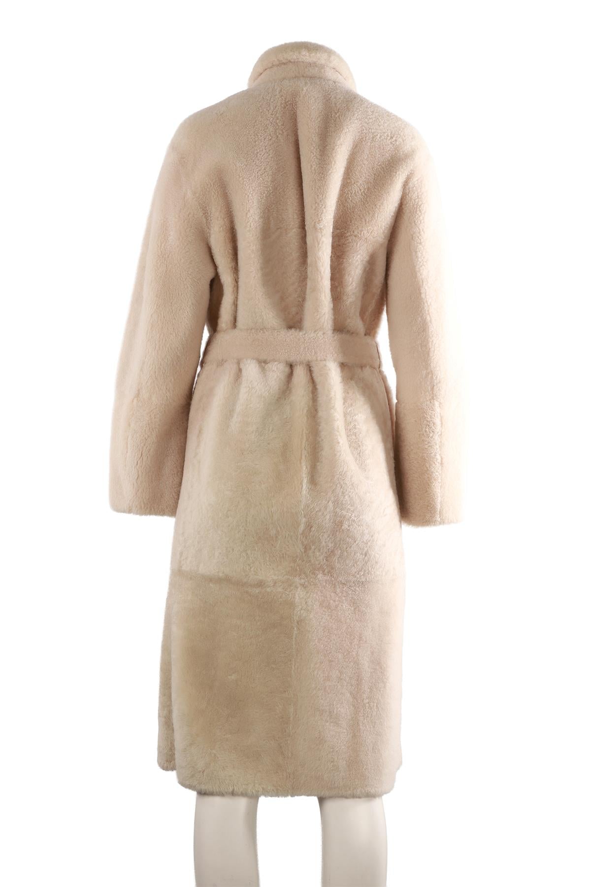BEIGE SHEARLING AND LEATHER COAT