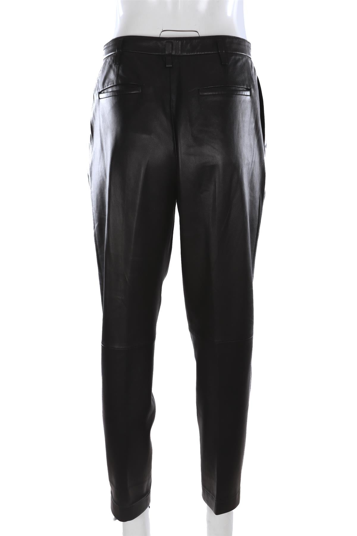 RED VALENTINO BLACK LEATHER TAPERED PANTS IT 42 UK 10