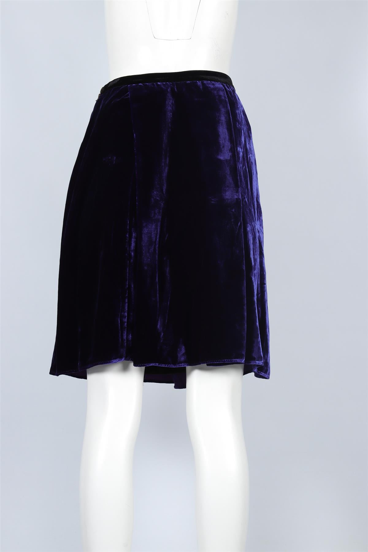 LANVIN BLUE 2006 VELVET SKIRT FR 40 UK 12