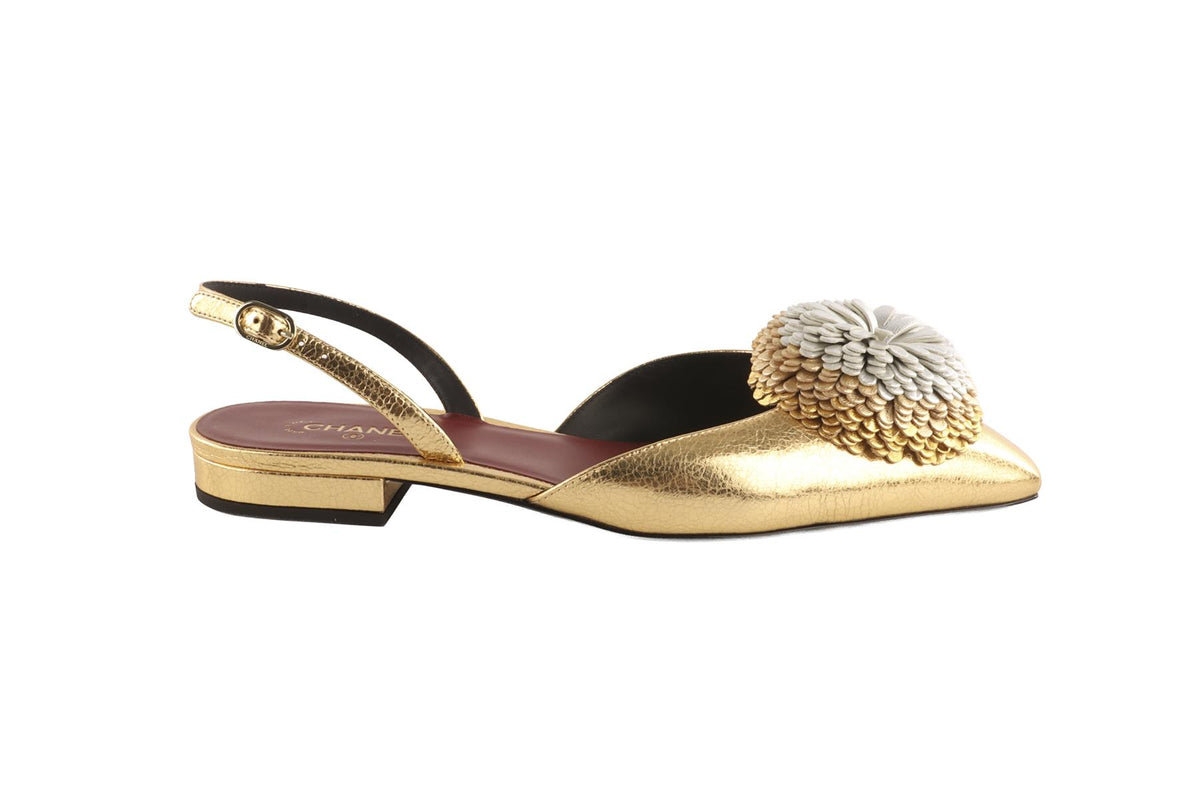 CHANEL GOLD 2026 LEATHER BALLET FLATS EU 41 UK 8 US 11