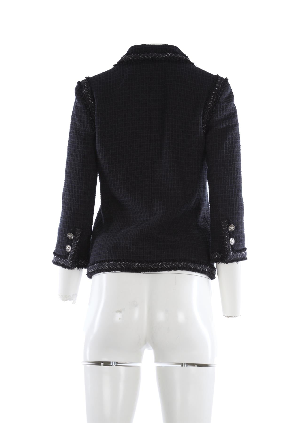 CHANEL BLACK 2008 COTTON BLAZER FR 36 UK 8