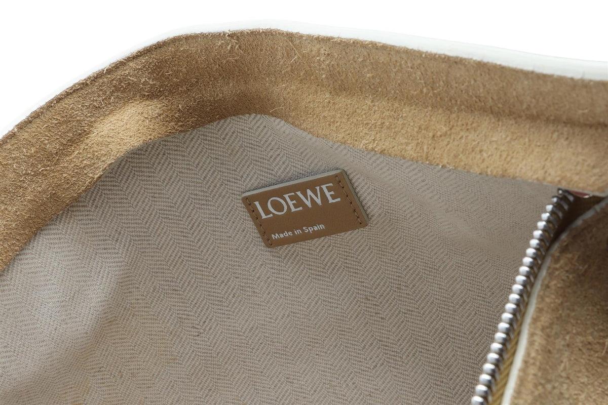 LOEWE BEIGE T POUCH SUEDE CLUTCH