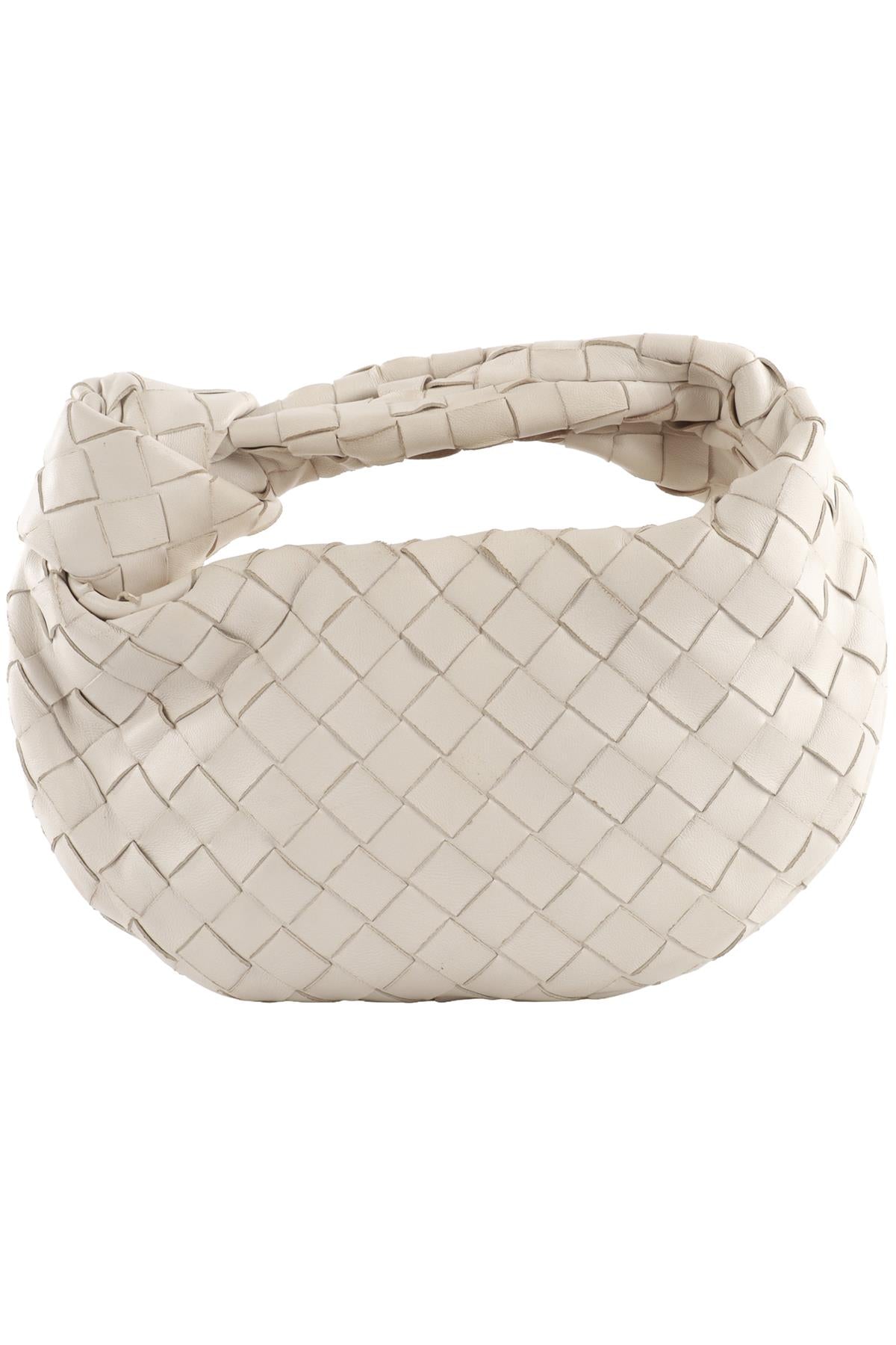BOTTEGA VENETA ECRU JODIE MINI INTRECCIATO LEATHER TOTE BAG