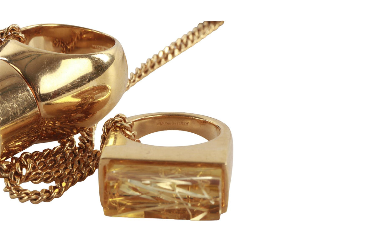 CHLOÉ GOLD RING GOLD TONE CHAIN NECKLACE