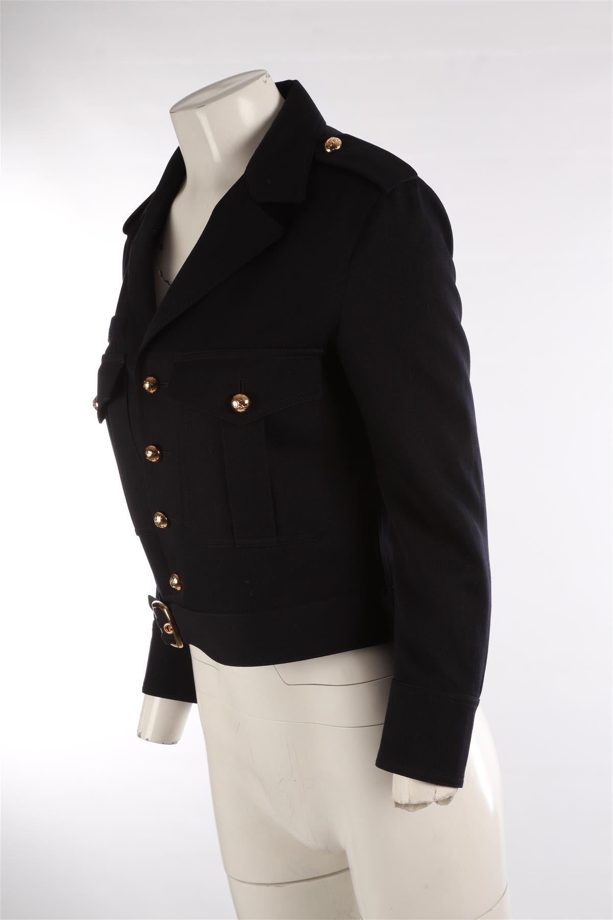 CELINE NAVY SAHARIENNE WOOL JACKET FR 36 UK 8