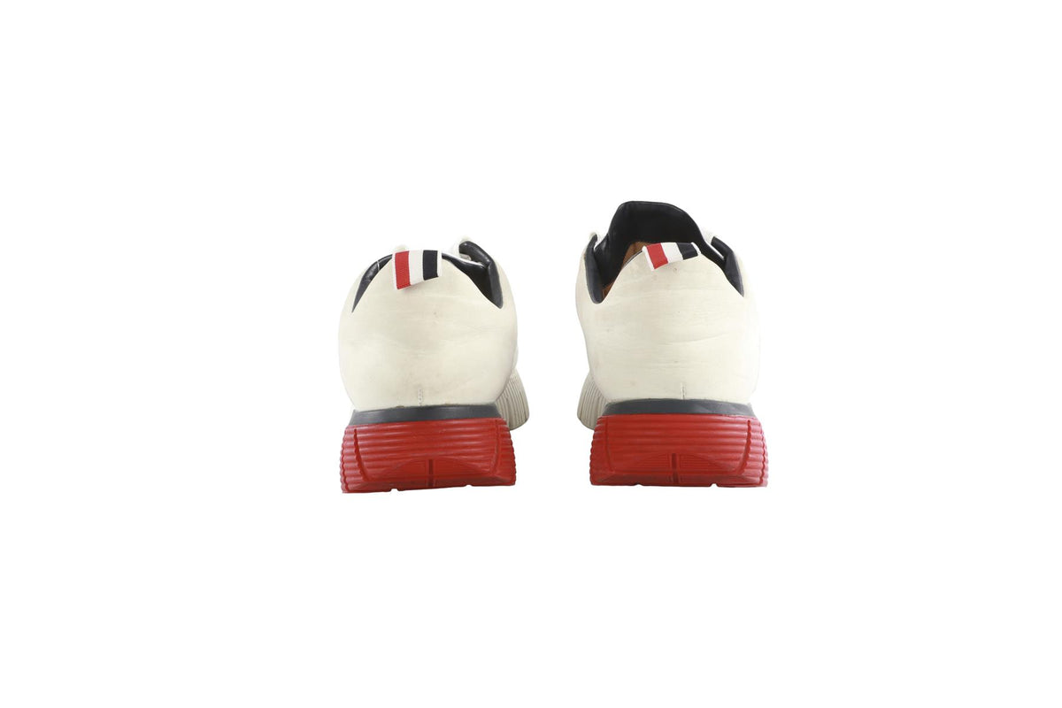 THOM BROWNE WHITE MEN'S SUEDE SNEAKERS EU 43 UK 9 US 10