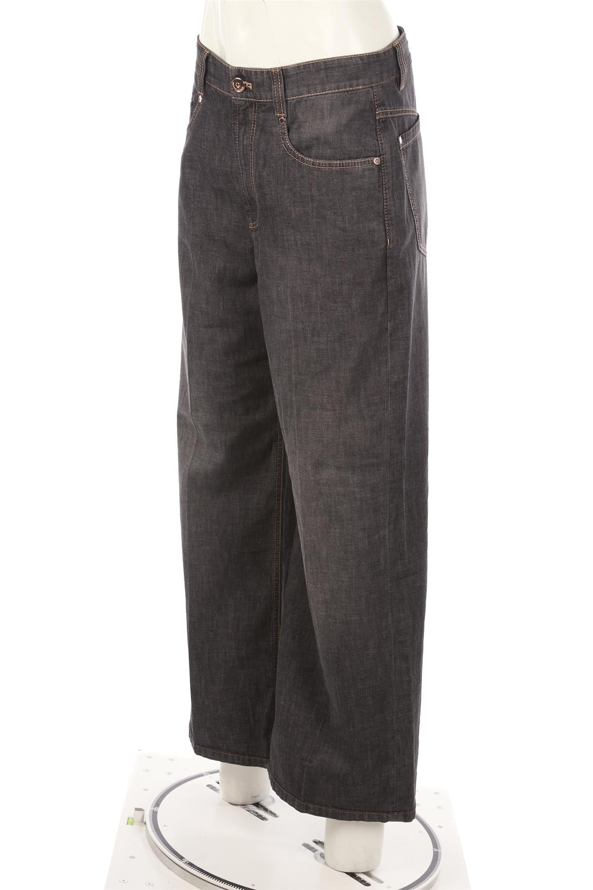 BRUNELLO CUCINELLI GREY HIGH RISE WIDE LEG JEANS IT 40 UK 8