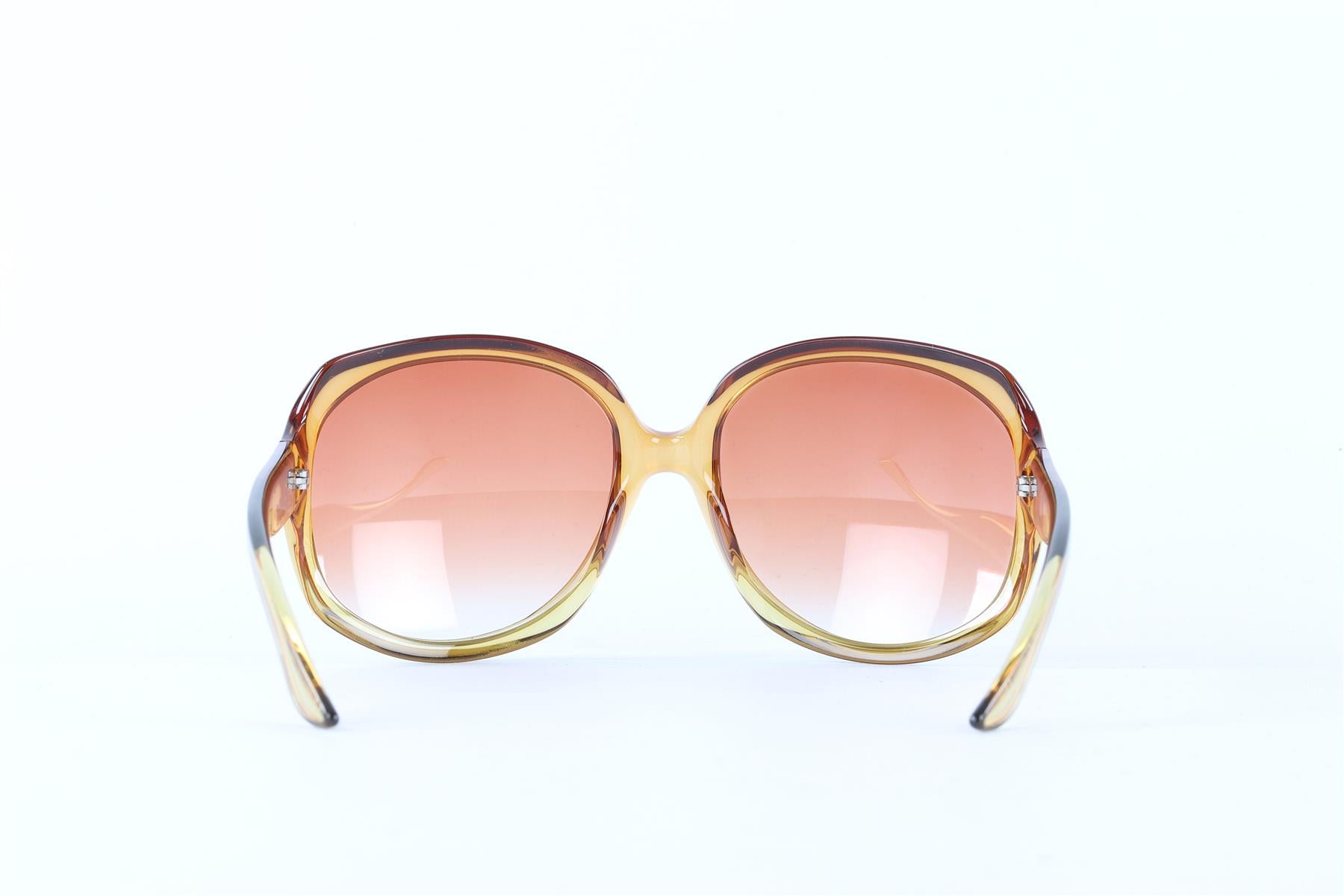 CHRISTIAN DIOR YELLOW SQUARE FRAME ACETATE SUNGLASSES