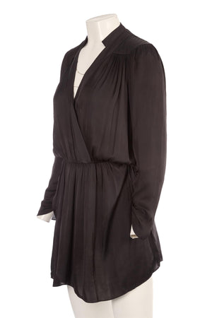 ZADIG & VOLTAIRE BLACK SATIN MINI DRESS XSMALL