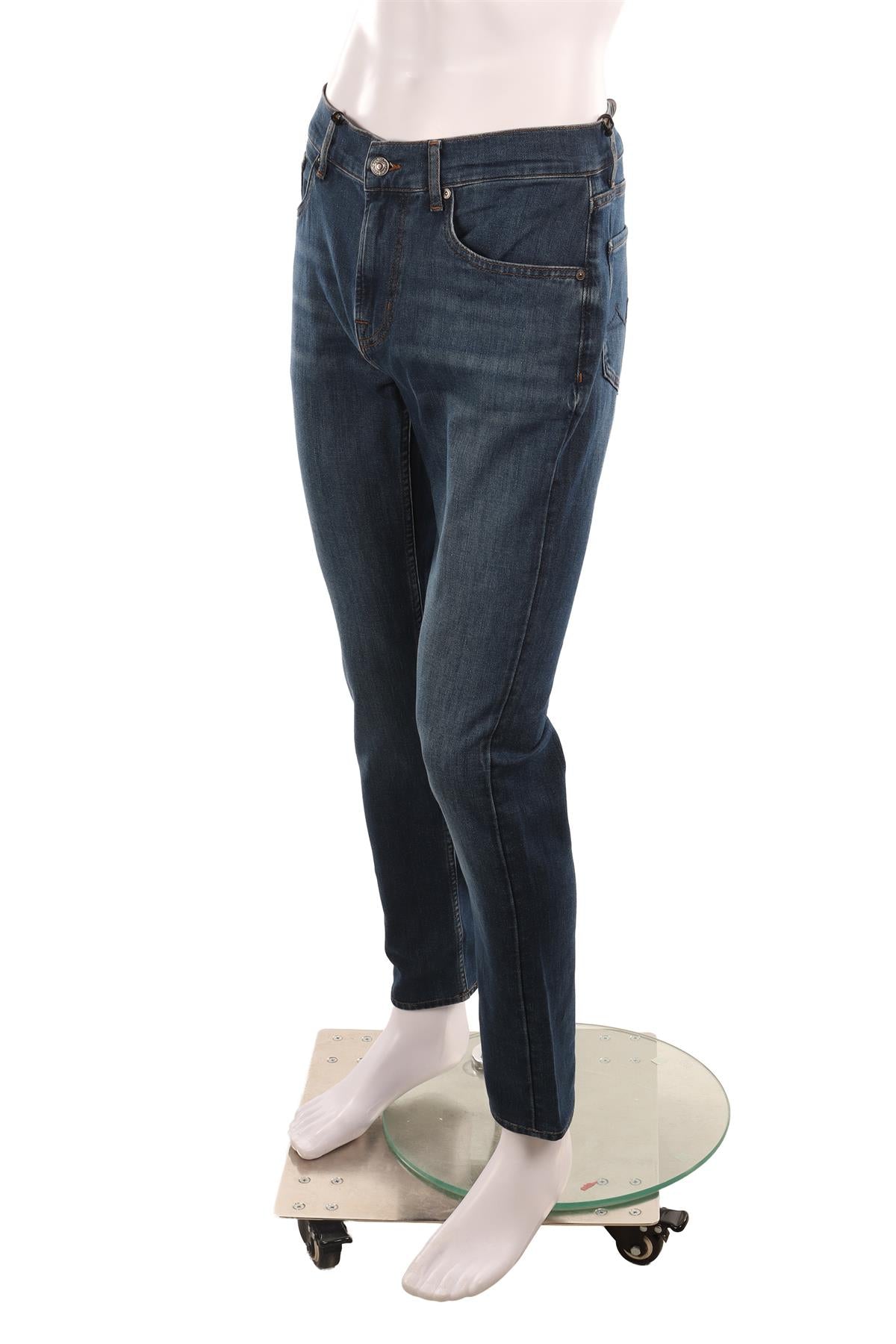 7 FOR ALL MANKIND BLUE TAPERED LEG JEANS UK 32