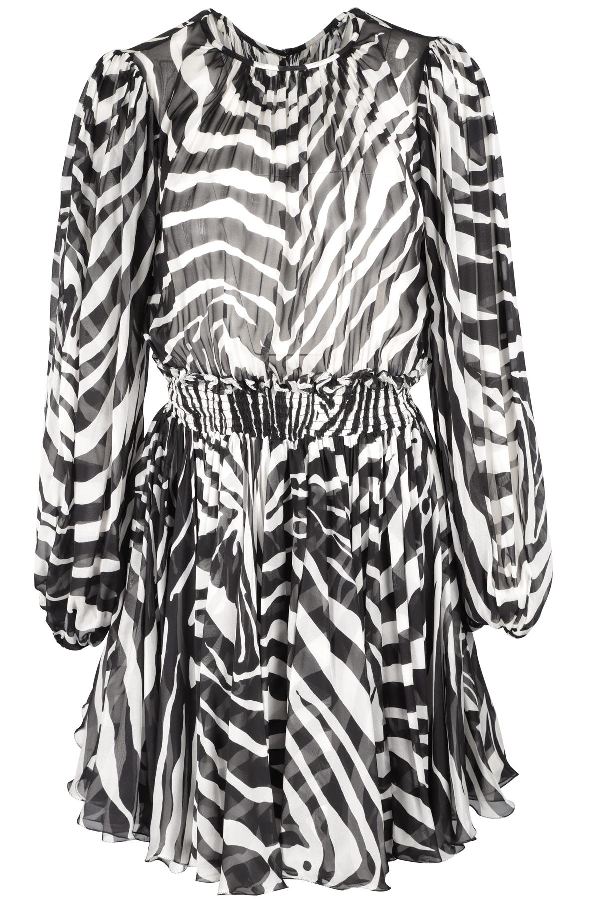 DOLCE & GABBANA BLACK SILK MINI DRESS IT 42 UK 10