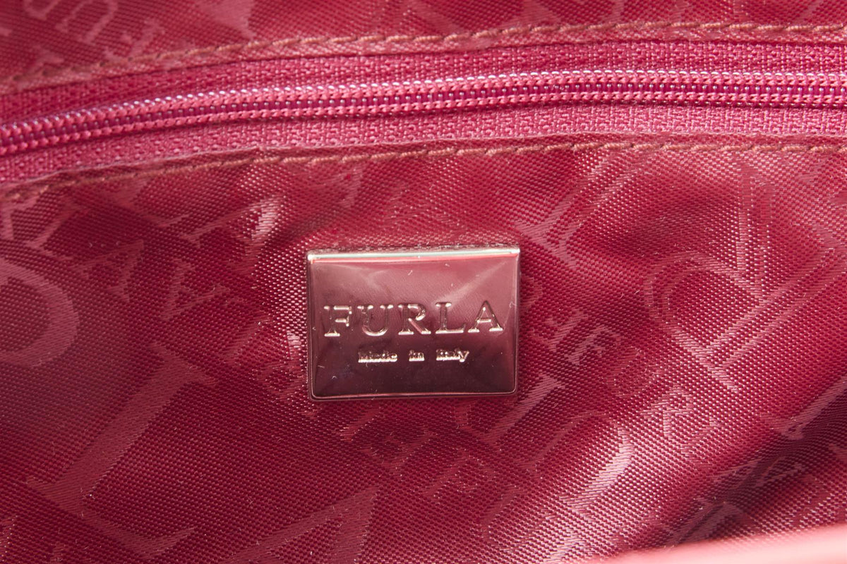 FURLA RED LEATHER TOTE BAG