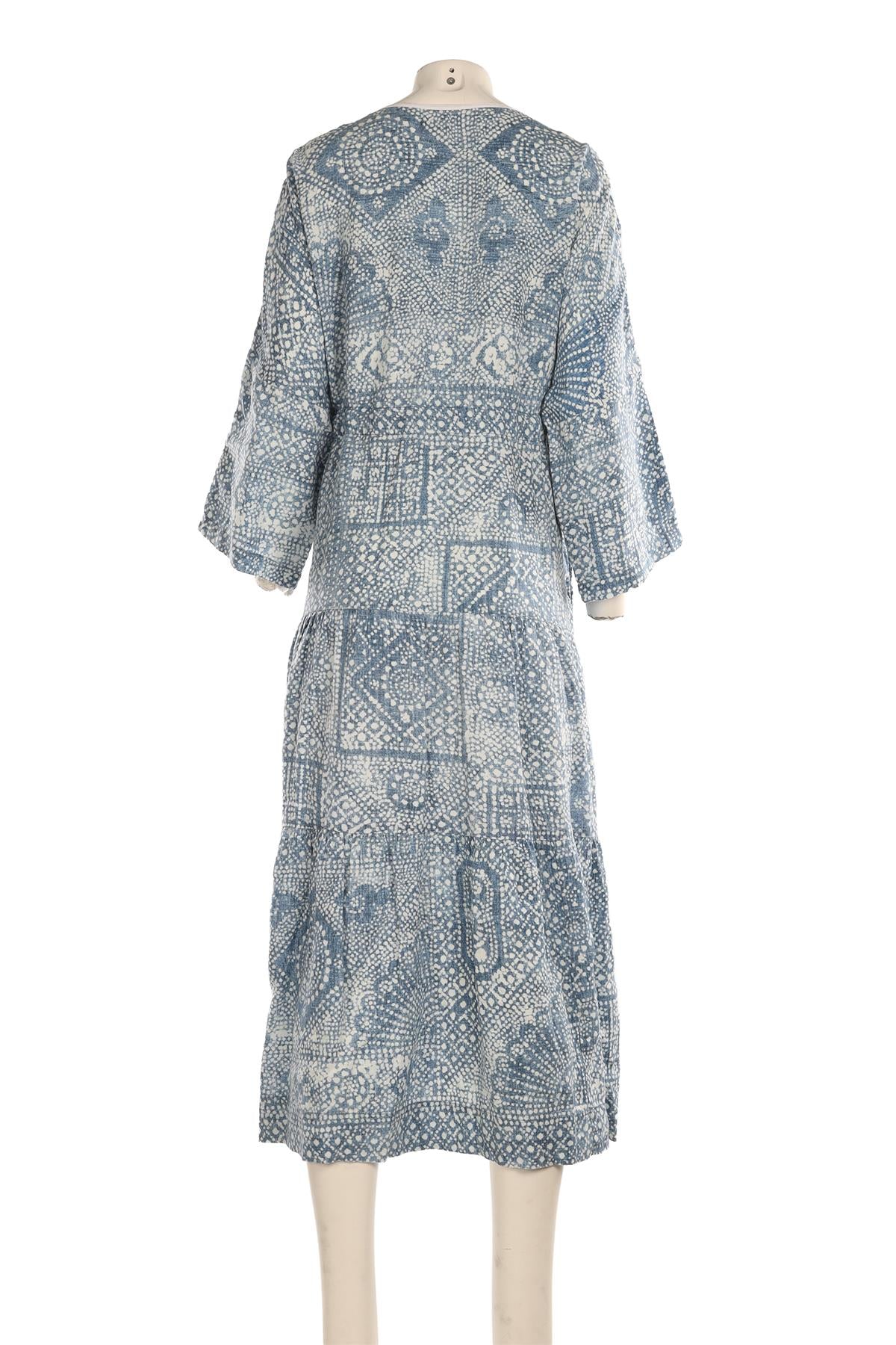 WIGGY KIT BLUE LINEN MAXI DRESS MEDIUM