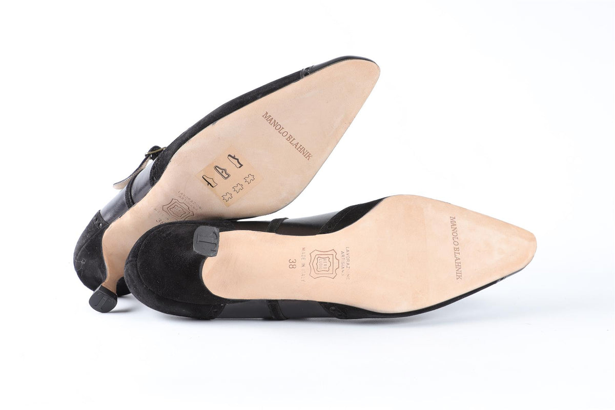 MANOLO BLAHNIK BLACK SUEDE PUMPS EU 38 UK 5 US 8