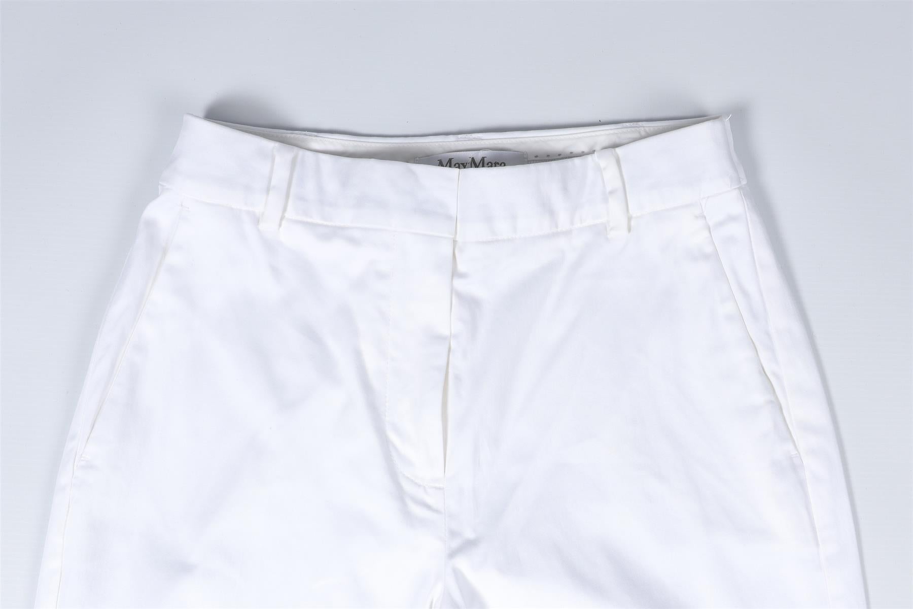 MAX MARA WHITE COTTON STRAIGHT LEG PANTS XSMALL