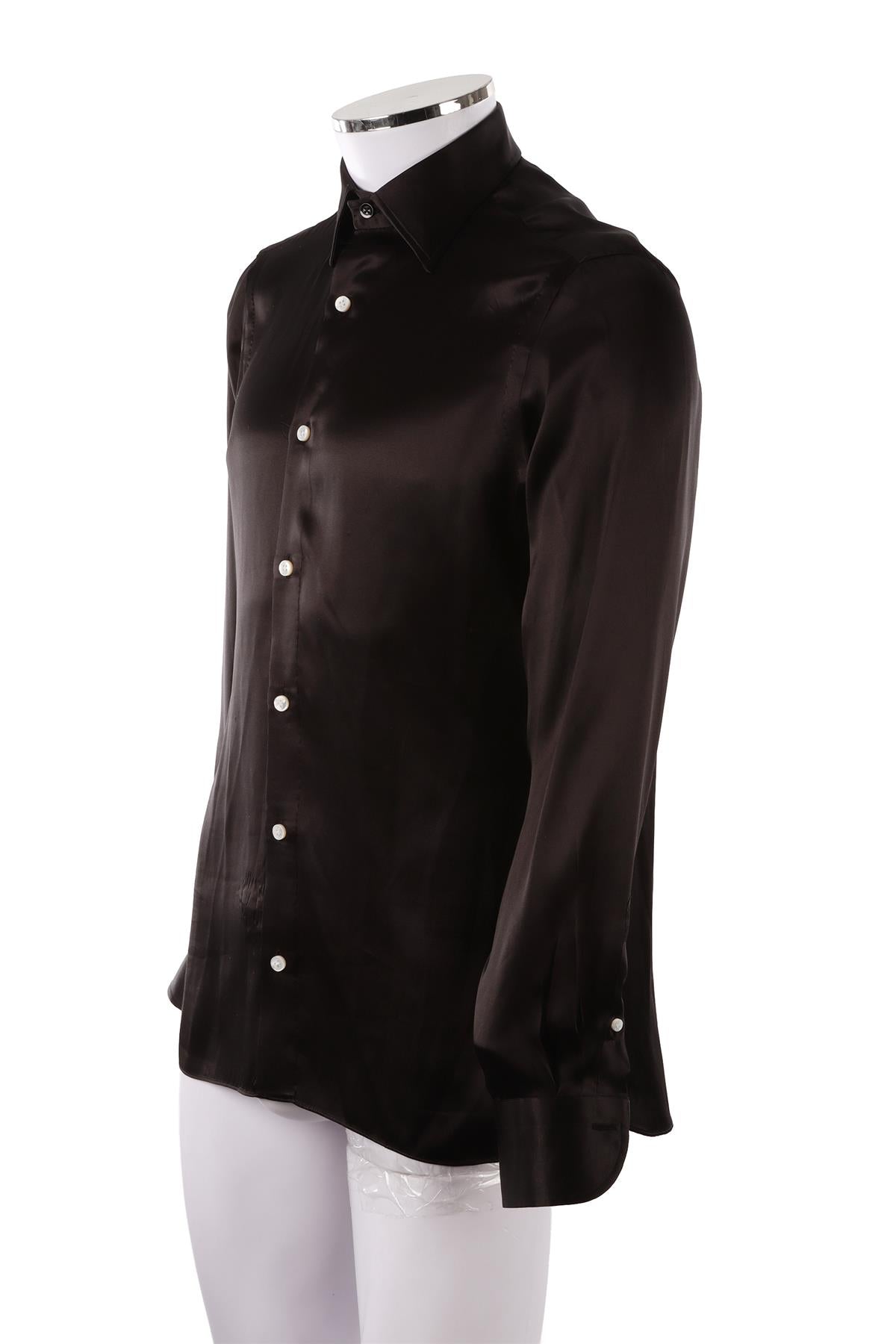 BLACK MEN'S SILK SHIRT