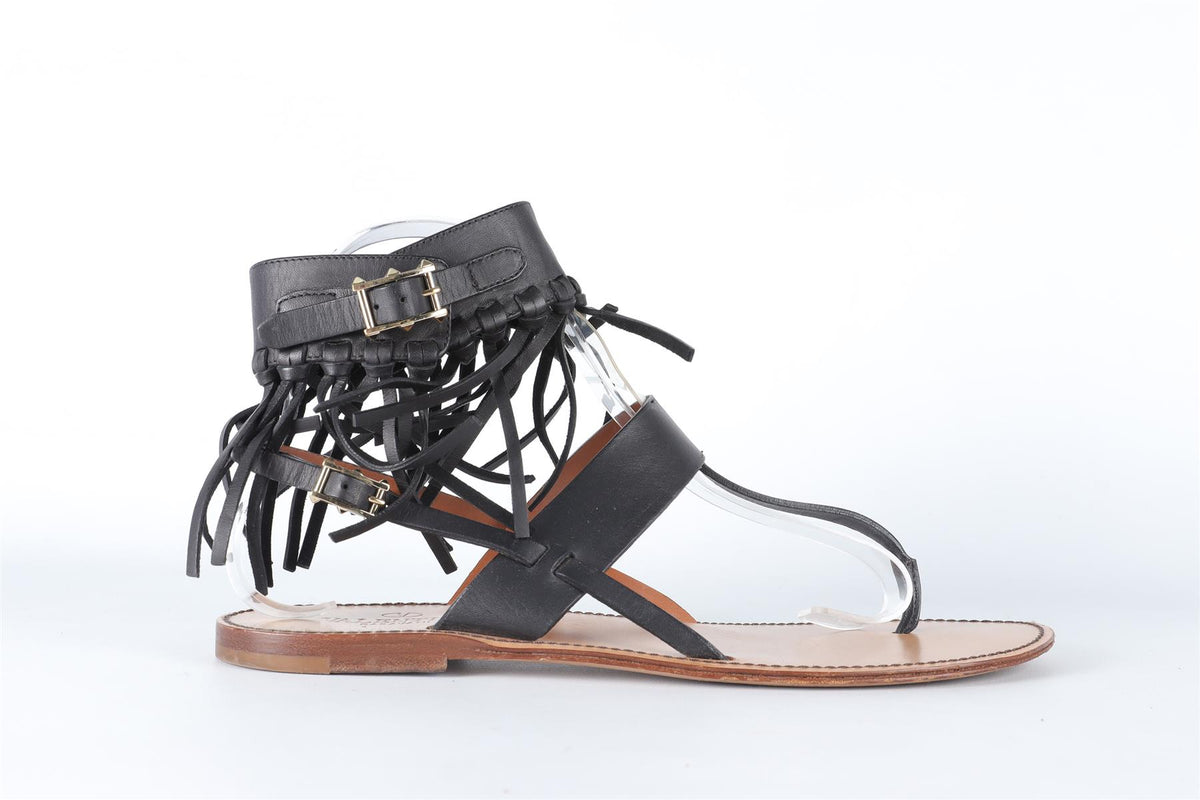 VALENTINO GARAVANI BLACK LEATHER SANDALS EU 38 UK 5 US 8
